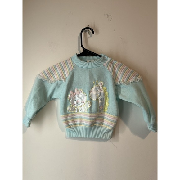 Other - Vintage Little By Little Pastel Crew Neck Sweatshirt‎ Baby Girl 18M Bear Giraffe